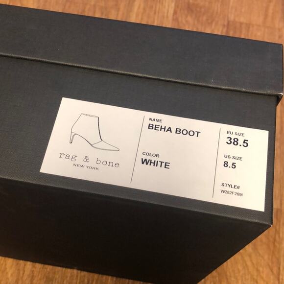 Rag & Bone Beha White Suede Leather Stiletto Ankle Boot Size 8.5 (38.5) - Picture 16 of 16